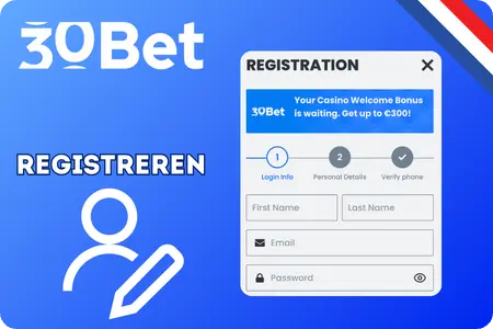 30Bet registratiepagina