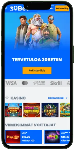 Formularz rejestracji nowego konta w kasynie online 30bet z polami danych osobowych